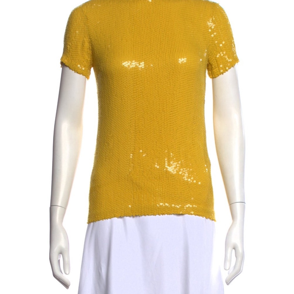 Diane Von Furstenberg Yellow Sequin Women's Top DVF - Picture 3 of 3